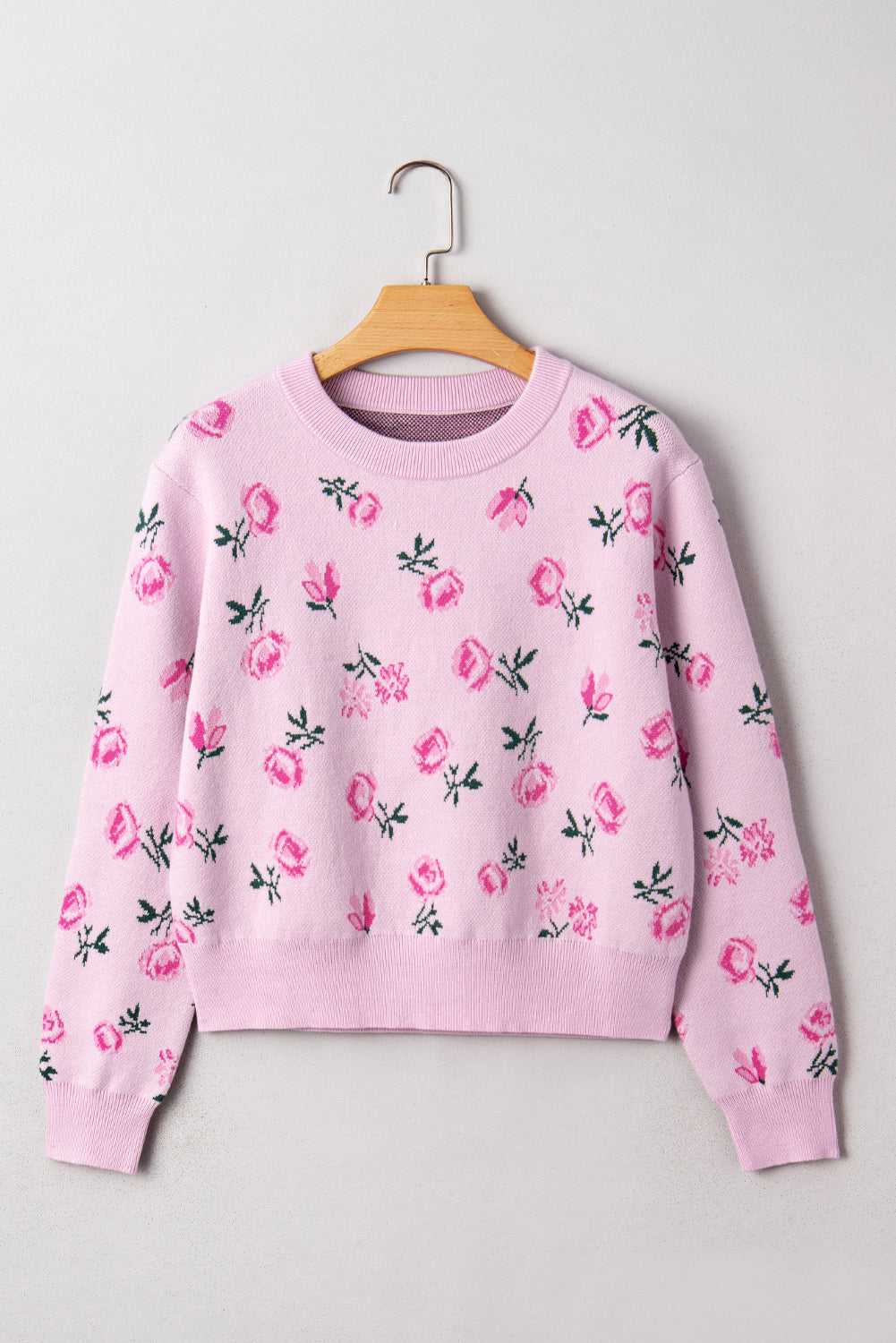 Delicacy Sweet Floral Print Drop Shoulder Cropped Sweater Dear-Lover Dropshipping